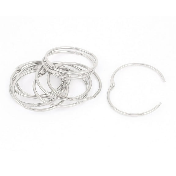 Unique Bargains 10Pcs 2 Inch Inner Dia Metal Loose Leaf Rings Binder Office Book  Keyrings Silver Tone
