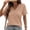 Beige, variant on Women's Summer Lace Trim V-Neck Button Top, Slim Fit Lightweight Breathable Short Sleeve Fashion Blouse White XL