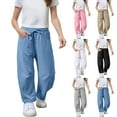 thumbnail image 5 of Fmbrln Girls and Boys Baggy Sweatpants Drawstring Elastic Waist Wide Leg Sweatpants Fashion Soft Comfy Joggers Pants with Pockets, Sizes 4-15Y, 5 of 5