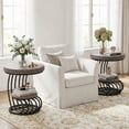 thumbnail image 2 of 19.69'' X 24.8'' Round End Table 2-Tier Storage Shelf Faux Marble Top Arc-Shaped Frame Accent Table Nightstand Gray And Black 2-Piece Set For Living Room Bedroom, 2 of 8
