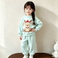 thumbnail image 4 of Enjoytime Christmas Girls Outfits Print Long Sleeve Crewneck Sweatshirt with Pants 2 Piece Set Cute Holiday Kids Toddler Clothes, 4 of 7