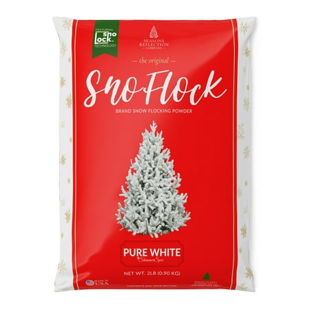 SnoFlock The Original Premium Self-Adhesive Snow Flock Powder with ShimmerSpec - Ultra-Realistic Snow Effect for Christmas trees & Decor | Exclusive Formula | 2 Pounds [0.90Kg]