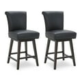 thumbnail image 6 of CHITA 26 in Upholstered Swivel Counter Bar Stools with Back&Wood Legs Set of 2, Faux Leather in Black, 6 of 11