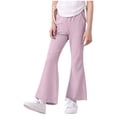 thumbnail image 4 of zbxnLI 5-15 Years Girl's Flared Leg Pants Elastic Waisted Slim Casual Pants Outdoor Sports Comfy Trousers with Pockets, 4 of 6