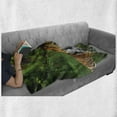 thumbnail image 6 of Tiger Soft Flannel Fleece Throw Blanket, Black Striped Large Cat from Siberia Swimming in the Lake in the Forest, Cozy Plush for Indoor and Outdoor Use, 60" x 80", Fern Green Pale Brown, by Ambesonne, 6 of 6