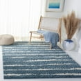 thumbnail image 3 of SAFAVIEH Venus Sophie Striped Shag Area Rug, Ivory/Turquoise, 6'7" x 6'7" Square, 3 of 9