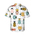 thumbnail image 3 of Goofa Colorful Insects Hawaiian Shirt for Men, Unisex Summer Beach Casual Short Sleeve Button Down Shirts,Aloha Tropical Floral print shirt-, 3 of 9