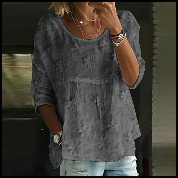 ZJXFGS Women'S Blouses Dressy Casual Plus Size Tops for Wome Loose Tops for Women Work Blouses Womens Shirts Tops for Women Trendy Boat Neck Tops for Women Dark Gray L
