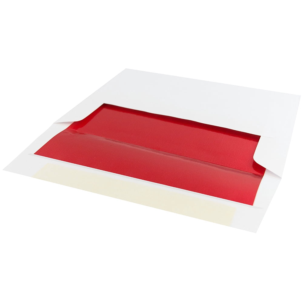 JAM Paper A8 Foil Lined Envelopes, 5 1/2 x 8 1/8, White with Red Foil, 50 per Pack