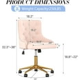 thumbnail image 3 of Velvet Armless Home Office Desk Chair, Swivel Height-Adjustable Small Cute Vanity Chair for Women/Girls, Comfy Makeup Chair with Rivet and Gold Base for Living Room, Bedroom(Light Pink), 3 of 18