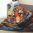 thumbnail image 6 of Zufioo Colorful Plant Tiger Fleece Blanket Queen Size,Plush Bed Blanket,Ultra Soft Throw Blanket,Plush Fuzzy Cozy Blanket Perfect for Bed,Couch-60"x50", 6 of 7