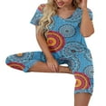 thumbnail image 4 of Pyjama en Coton pour Femmes, Ensemble Pjs à Manches Courtes, Haut de Nuit avec Pantalon Capri, Ensembles de Détente, Tenue de Nuit, 4 of 6