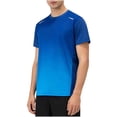 thumbnail image 2 of BRGZLK Men's Quick Dry Athletic T Shirt Summer Ombre Print Short Sleeve Crewneck Workout Tops Cooling Mesh Breathable Breathable Athletic Running Gym Casual Sport Tee Blue M, 2 of 5