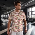 thumbnail image 3 of Wukai Rose Flowers Print Men's Short-Sleeved Mesh T-Shirt,Quick-Dry Short Sleeve Workout T-Shirt-, 3 of 8