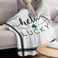 thumbnail image 5 of Throw Blanket Fleece Throw Blanket 50x60in, St. Patrick's Day Green Clovers Leaf Soft Lightweight Bed Blankets Black Stripe and Quote on White Fuzzy Couch Blankets for All Season, 5 of 9