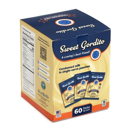 Sweet Gordito Sweetened Condensed Milk Singles, 60 Coffee Creamers, Non-Refrigerated Natural Sweetener Packets