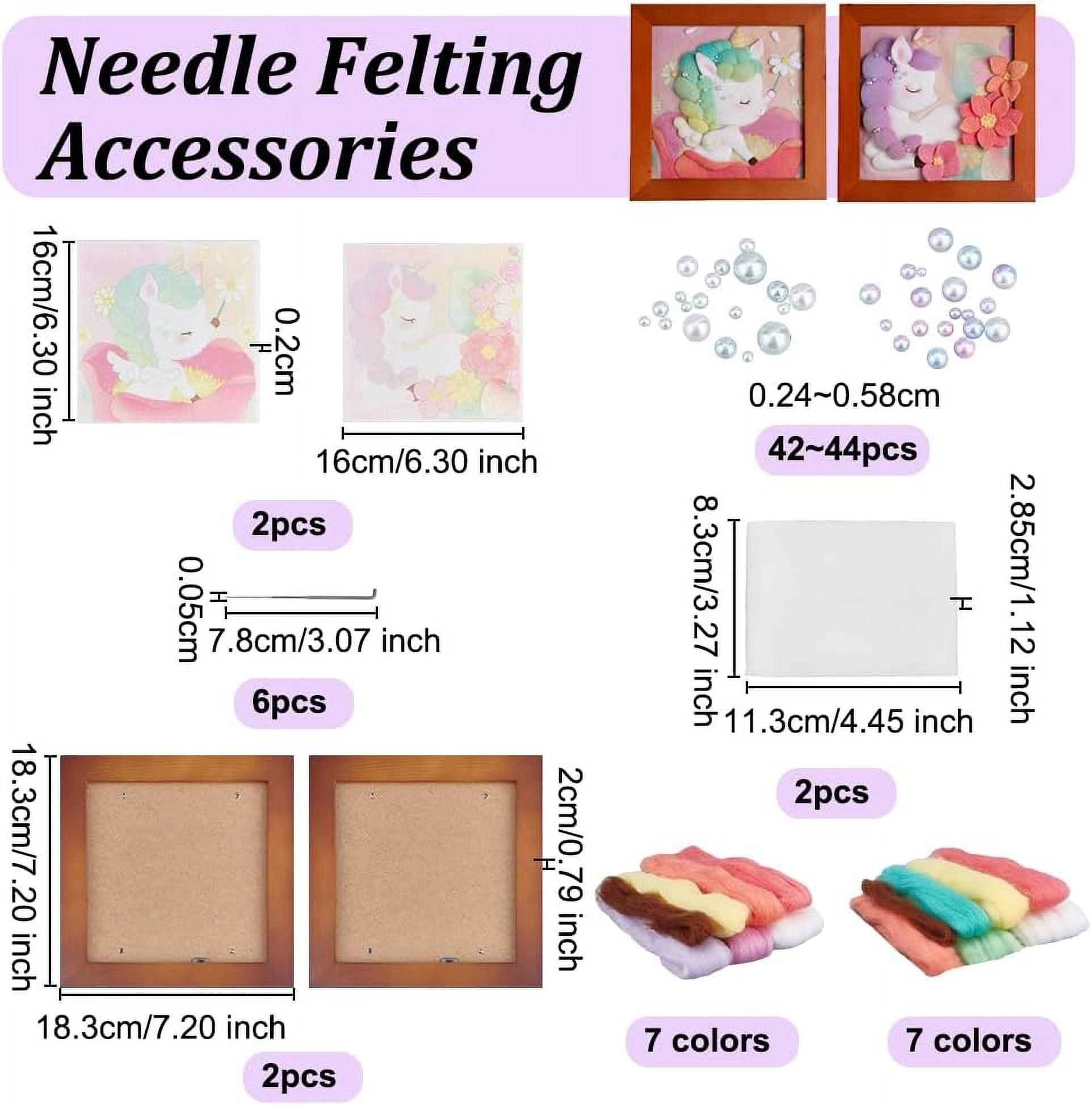 2 Sets 2 Style Unicorn Pattern Photo Frame Needle Felting Kits for Beginners Mixed Color 183x183x20mm 1 set/style