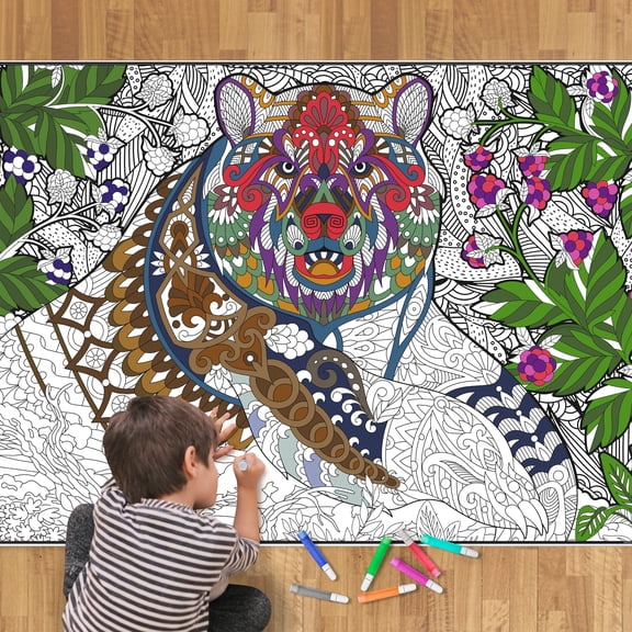 Giant Coloring Poster - Premium Jumbo Coloring Sheets for Kids & Adults with Thick Bleed-Resistant Pages, Use on Floor, Wall, or as Table Cloth, Use With Alcohol Based Markers (30” x 42”, Bear)