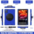 thumbnail image 3 of For Lenovo Tab K11 Plus Case 11.45 inch 2024 (TB352FU/TB352XU), 360 Hand Strap, Shoulder Strap, Kickstand, Rugged Drop Protection, Blue, 3 of 7