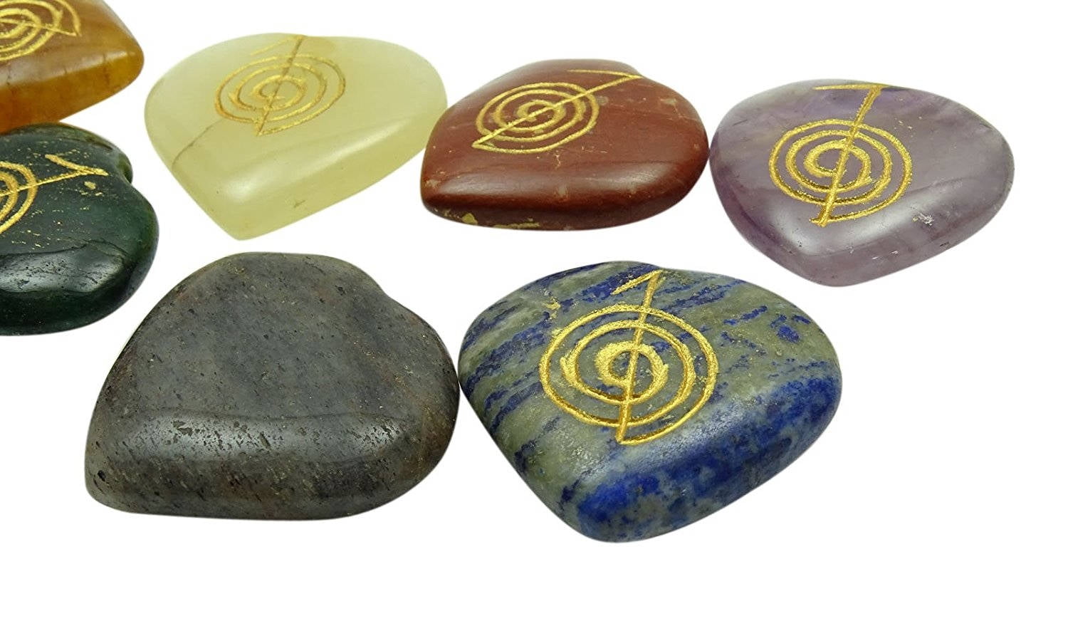 Harmonize Set Of 7 Multistone Chakra Balancing Therapy Heart Shape Reiki Healing Crystal Spiritual Gift Energy