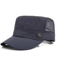 thumbnail image 1 of Men Solid Snapback Mesh Trucker Vintage Flat Peak Baseball Caps Cadet Hat, 1 of 1