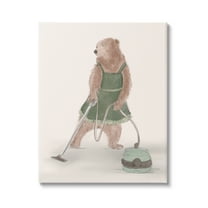 Stupell Industries Bear Vacuuming in Apron Animals & Insects Painting Gallery Wrapped Canvas Print Wall Art, 30 x 40