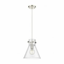 Innovations Lighting Newton Cone - 1 Light 10" Cord Hung Pendant Clear/Polished Nickel