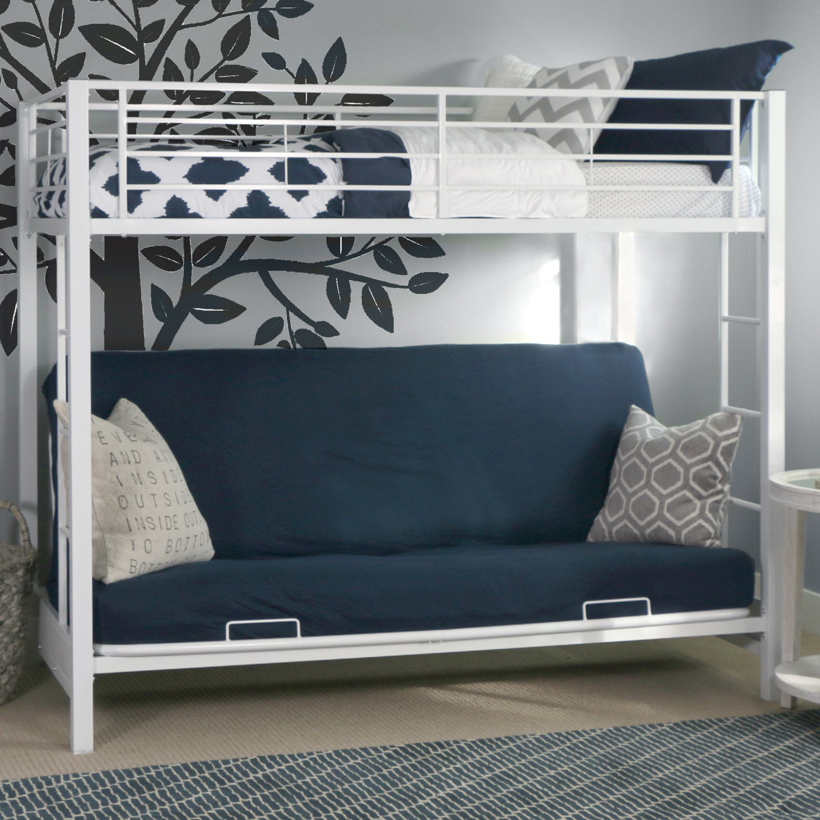 Walker Edison Twin Over Futon Metal Bunk Bed White Com