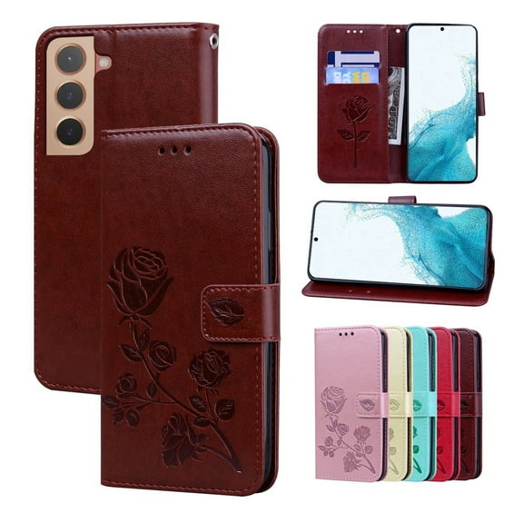 For Samsung Galaxy S22  5G Rose Embossed Leather Phone Case For Samsung Galaxy S22  5G