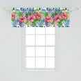 thumbnail image 2 of Tropical Window Valance, Exotic Flowers Leaves Pattern with Vertical Monochrome Stripes, Curtain Valance for Kitchen Bedroom with Rod Pocket, 54" X 18", Dark Coral and Fern Green, by Ambesonne, 2 of 2