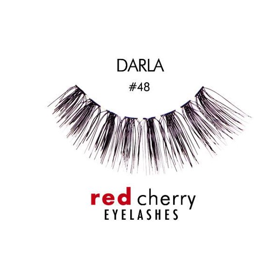 Option : Black - #48 , Troika Red Cherry Eyelashes, hair scalp beauty - Pack of 2 w/ Sleek 3-in-1 Comb/Brush