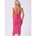 thumbnail image 3 of DARING DIVA Spaghetti Strap Sleeveless Split Bodycon  Dress XL Hot Pink, 3 of 6
