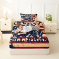 thumbnail image 4 of Manfei Western Cowboy Twin Sheets,Bull Riding Letter Bedding,Red Blue Us Flag Decor,3 Pieces,1 Fitted Sheet and 1 Pillowcase, 4 of 6