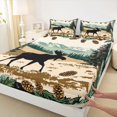 thumbnail image 4 of Castle Fairy Retro Print Mountain Moose Queen Size Sheets 4 Pieces,Pine Cone Fringe Snow Queen Sheet Sets,Sage Tan Cream,1 Fitted Sheet,1 Flat Sheet and 2 Pillowcases, 4 of 6