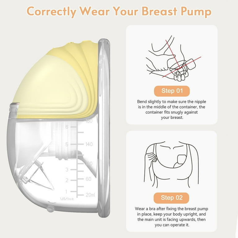 Kisdream Wearable Breast Pump Electric, 2 Modes 9 Levels Worn in-Bra Low  Noise Painless Lactation Breastfeeding Automatic Portable 24mm,1Pc