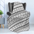thumbnail image 4 of Prehistoric Soft Flannel Fleece Throw Blanket, Borders Traditional Sun Triangles Squares Print, Cozy Plush for Indoor and Outdoor Use, 60" x 80", Black White, by Ambesonne, 4 of 5