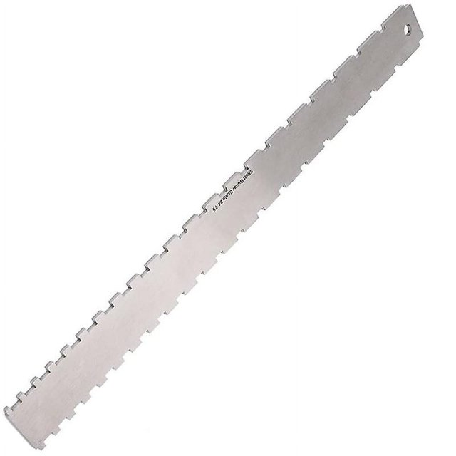 Regla de cuello de guitarra, cuello de guitarra de acero inoxidable con muescas, herramienta de borde recto, regla, calibre, regla de medición de cuerdas (1 pieza, plateada)