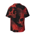 thumbnail image 4 of Goofa Red And Black Abstract Skull Printed Men's Casual Short-sleeved Shirt,Lightweight Breathable Button-down,Summer Casual men's top,Versatile Fashion shirt-XX-Large, 4 of 7
