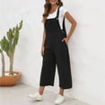 thumbnail image 2 of Yuzhih Women's Cotton Linen Bib Overalls Fashion Baggy Oversized Jumpsuit Sleeveless Capri Pants Rompers, 2 of 2