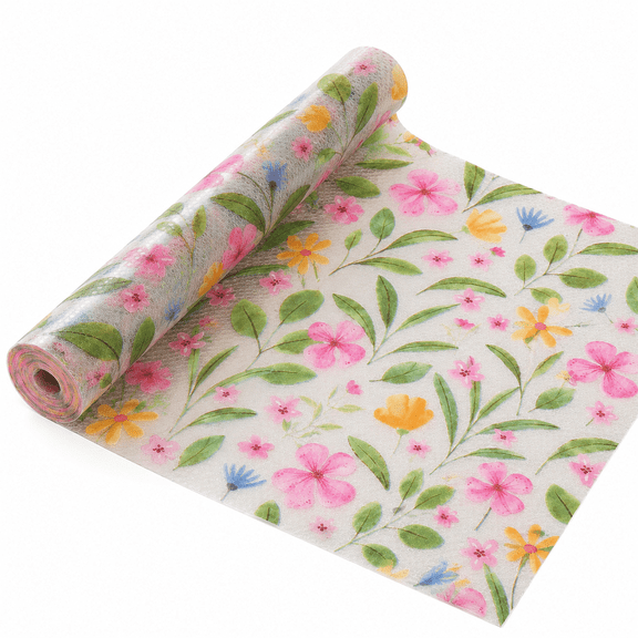 Shelf Liner Non Adhesive Cabinet and Drawer Liner, Waterproof EVA Shelf Paper with Floral Pattern, Easy Cut Kitchen Cabinet Mat, 17.5 in W x 78.7 in L