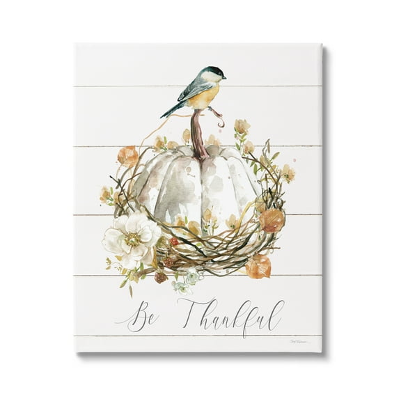 Stupell Industries Be Thankful Fall Florals Botanical & Floral Painting Gallery Wrapped Canvas Art Print Wall Art, 24 x 30
