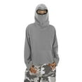 thumbnail image 3 of Conairie Boys Girls Balaclava Hoodie Oversized Half Zipper Kids Sweatshirt Wind Resistant Fall Winter Windproof Athletic Jacket with Face Mask Gray Size 120, 3 of 9