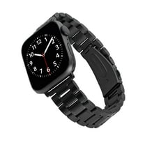 WITHit Black Stainless Steel Link Band for 42mm (Series 1-3 only) & 44/45/46/49mm (Ultra, Ultra 2 & Ultra 3) Apple Watch®