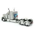 thumbnail image 5 of Peterbilt 359 with 36" Flat Top Sleeper and Wilson Roadbrute Spread-Axle Flatbed Trailer Silver and Black 1/64 Diecast Model by DCP/First Gear, 5 of 6