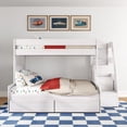 thumbnail image 2 of Modern Farmhouse Twin Over Full Bunk Bed With Staircase and Storage Drawers, White Wash, 2 of 9