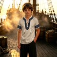 thumbnail image 2 of Zylarhe Kids Halloween Tops Fun Graphic Short Sleeve Tee with Boat Print for Boys Khaki 5-6 Years, 2 of 6