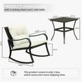 thumbnail image 3 of Domi 3 Pieces Bistro Set Outdoor Rocking Chair, All Weather Patio Wicker Furniture Set with Thickened Cushions, Steel Frame and 1 Table For Yard,Bistro（White）, 3 of 7