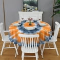 thumbnail image 2 of Orange Blue White Tie Dye Mandala Pattern Round Tablecloth 60"x60",Wrinkle Wipeable Table Cloth for Kitchen Dining Room Picnic Patio Party, 2 of 6