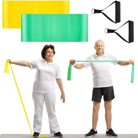 BESTSKY 2 Pcs Resistance Band for Seniors with 2 Pcs Handles Exercise Band Specifically Created for Elderly Physical Therapy, Stretch, Recovery, Pilates, Strength Training and Yoga Starter Set