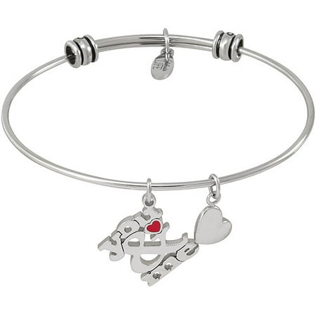 Connections from Hallmark Stainless Steel Heart Multi-Charm Bangle